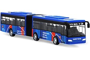 MGKEOUF Toy Bus with Box 1:64 Scale Pull-Back Bus, Alloy Diecast Pull Back Bus Toy Vehicles, Metal Cars Model,Bus Toy Car Model Pull Back City Bus Kids Gifts (Blue)