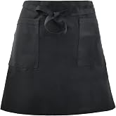 Unisex Short Half Aprons Professional Kitchen Apron for Chefs Waist Aprons with 2 Pockets for Chefs Waiters Bar Staff Catering Cafe Black 60 x 40 cm
