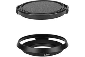 FANZR Pare-soleil d'objectif en métal de 37 mm et capuchon d'objectif de 37 mm pour Olympus E-M10 Mark III E-PL7 avec objectif Zuiko 14-42 mm (lot de 1 + 1)