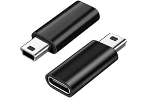 MEPSIES Adattatore USB C a Mini USB 2-Pezzi, Adattatore Mini USB 2.0 Tipo-B Maschio a USB Tipo C Femmina, Supporta Ricarica e Trasferimento Dati, Compatibile con Fotocamera Digitale, Lettore MP3 e Altro, Nero