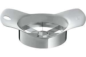 RÖSLE Apfel- und Birnenteiler, Apfelteiler zum Zerschneiden von Obst und Gemüse, mit Schutzdeckel aus Kunststoff, Edelstahl 18/10, 16 x 10,5 x 5 cm