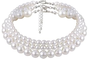 Liitata Simulerat pärlhalsband halsband 3-radig pärlkedja multitråd pärla choker kort pärlhalsband för kvinnor flickor party