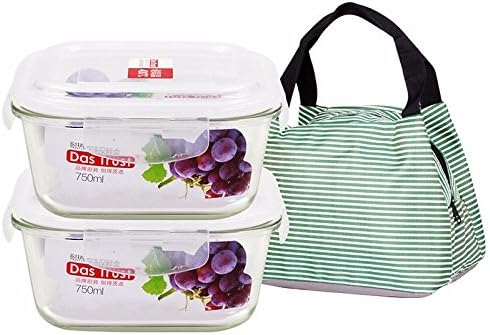 Yxhflo Borosilicate Pyrex Glass Containers Microwave Dedicated Fresh Cartridge Admit W/Cover Glass Bowl 3 Kit , Baek Jeong 750+750+ Package