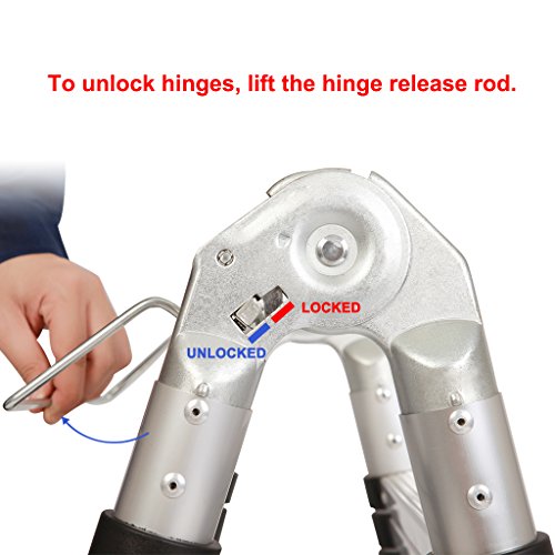 Finether 3.8M Teleskopleiter Klappleiter ausziehbare Leiter Aluleiter Mehrzweckleiter Ausziehleiter Stehleiter Anlegeleiter aus hochwertigem Alu Teleskop-Design 150 kg Belastbarkeit - 8