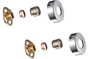 KEDWILL® Bar Valve Fixing Kits Brackets with Round SS Chrome Cover Shrouds Escutcheons 3/4” Inch Connections BSP 15mm Wall Mounted Fast Fix Kit Bracket for Thermostatic Bath Shower Bar Valve Mixer
