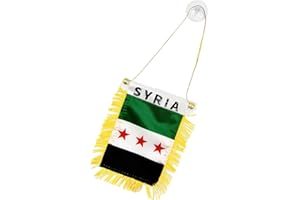 LIMTULA Syria Small Hanging Flags Double Sided Tassels Car Rear View Mirror Decoration Syrian Iran Pennant for Cultural Event