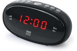 MUSE New One CR-100 Uhrenradio mit großem LED-Display | Dual Alarm, Schlummerfunktion, UKW-Radio, dimmbar, Netzbetrieb & Batterie-Backup