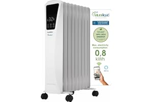 Bastilipo R-Ecofluid2-9 - Radiatore a basso consumo di fluido ecologico con wifi integrato e 1500 W di potenza - radiatore fluido h2o naturale liquido, bianco