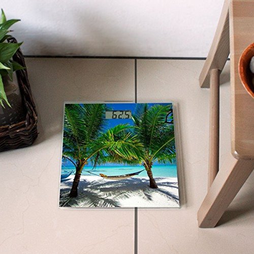 banjado – digitale Personenwaage Körperwaage 30cm x 30cm Glaswaage mit Motiv Strand - 5