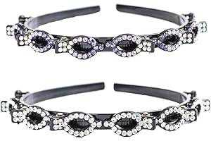 QIWENR 2PCS Serre-TêTe Avec Pinces Double Bangs Hairstyle Hairpin,Bangs Coiffure Cerceau Cheveux Serre Tete Pince,Hairstyle Hairpin Cristal Serre Tete,Bandeau Diy Avec Clips Pour Femmes (Cerceaux en diamant)