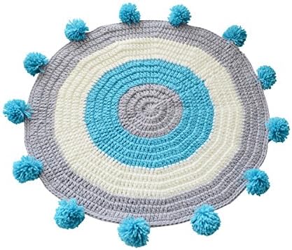 MYLUNE HOME Modern Round Knit Area Rug Carpet Mats Blanket for Bedroom Living Room Sofa Table Carpet (blue)