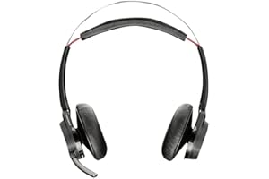 Plantronics - Voyager Focus UC (Poly) - Auricular Bluetooth de doble oído (estéreo) con micrófono de brazo - Cancelación activa del ruido USB-A - Compatible con PC/Mac