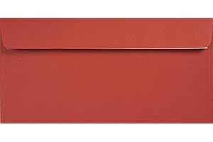Netuno 25 Buste Lunghe Colorate Rosse 110 x 220 mm 120g - Kreative Ruby Formato Americano - Carta Riciclata Eleganti per Inviti Partecipazioni