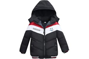 linboo Winterjacke Jungen Kinder Parka Jacke Gefüttert Winter Mantel mit Abnehmbarer Kapuze Dicke Steppjacke Baby Warme Outdoorjacke