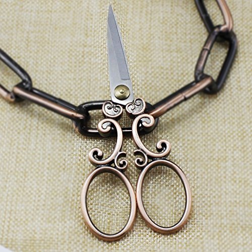 PsmGoods® Vintage antike Edelstahl-Kreuz-Stich Antike Nähschere Schere Old Style Blick Bronze DIY (Scissor 2R) - 2