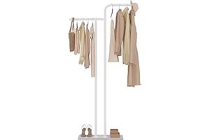 GUOHNHE Coat Hanger Stand, Modern Garment Rack with Rock Slab Base, Heavy-duty Metal Clothes Tree for Boutiques, Hallway, Entryway, 180 cm High, White, GYJ201W