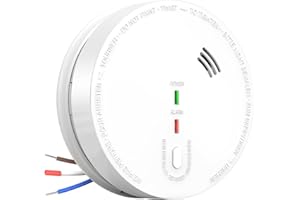 Andyssey GS517A Wired Smoke Alarm Mains powered, Interlinked Mains Smoke Detector 1 Year Replaceable Battery Back-up, Fire Alarm with Silence Button, EN 14604 Standard (1-PACK)