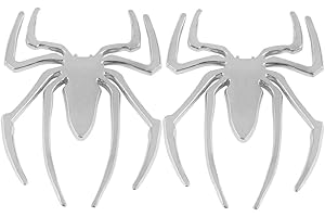 Larcele 2 Pièces Métal Araignée Autocollant de Voiture Décor 3D Auto-Adhésif JSCT-01 (Argent)