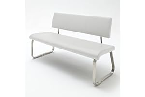 ‎ROBAS LUND Robas Lund Esszimmersitzbank mit Rückenlehne Kunstleder, Sitzbank Belastbar bis 280 Kg, Küchensitzbank weiß