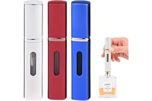 Aieino 3pcs 8ml Travel Perfume Atomiser Refillable Bottles - Portable Mini Perfume Aftershave Spray Bottle Bottom Pump Empty Atomizer Leakproof for Women Men, Pocket Handbag Luggage