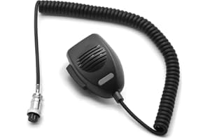 SUNDELY® Micrófono de solapa de hombro de mano con altavoz para President CB Ham Marine Radio Transceptor hembra redondo de 6 pines DNC518 DNC520 U/D