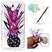 Produktbild Galaxy J3 Pro (2017) Hülle,Uposao Bling Soft Silikon TPU Hülle für Samsung Galaxy J3 (2017) Handyhülle Schutzhülle Etui Schale Schutz Backcover mit Crystal Bunt Strass Lila Blatt Ananas Muster Design ,Eingabestift Stylus Pen, Blau Blumen Staub-Stecker