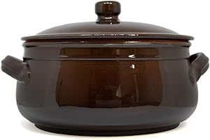 Colì, Tegame in Terracotta con Coperchio, Tegame Artigianale, Marrone, Diametro 24 cm
