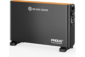 PROUS 2000W Konvektor Heizung Energiesparend mit Turbo-Ventilator, Heizung Elektrisch Energiesparend Kippschutz und Überhitzungsschutz 20-30m² (schwarz)