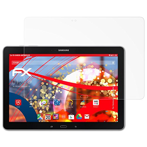Samsung Galaxy Note Pro 12.2 (LTE & Wi-Fi) Panzerfolie - 2 x atFoliX FX-Shock-Antireflex blendfreie stoßabsorbierende Panzerschutzfolie