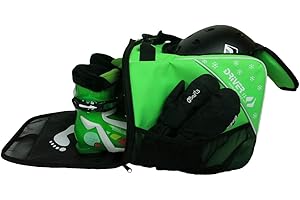 Driver13 ® Bolsa para Botas de esquí para niños Bolsa para Botas de esquí con Compartimento para el Casco para Botas duras y Blandas Patines en línea y Bolsa para Botas Verde
