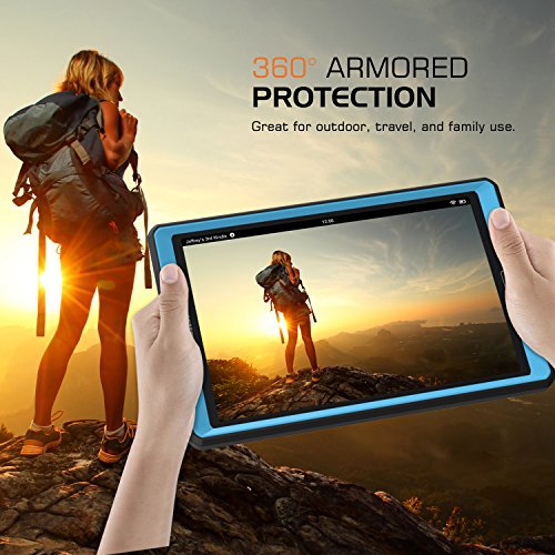 MoKo Galaxy Tab A 10.1 Hülle – [Heavy Duty] Ganzkörper-Rugged Hybrid Stand Cover Schutzhülle mit integriertem Displayschutz für Samsung Galaxy Tab A 10.1″ (2016) Wi-Fi/ LTE T580N / T585N?Keine Stiftversion?, Blau & Dunkel Grau - 6