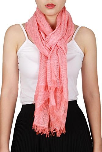 HSHIA Women’s Mesh Scarf Solid Color Scarf Soft Lightweight Lady Shawl Stole Easy Matching Fashion Scarves Sunscreen Scarves (Red)