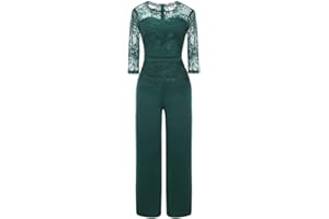 Susenstone Femme ÉTé Jumpsuit En Dentelle Bodysuit Combishort Manches Longues Romper Casual Pantalon Combinaison Chic Pour SoiréE Cocktail