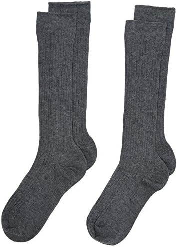 PEX Knee High Wool Medallion 2 Pairs Girl's Socks Grey 12 1/2-3 1/2