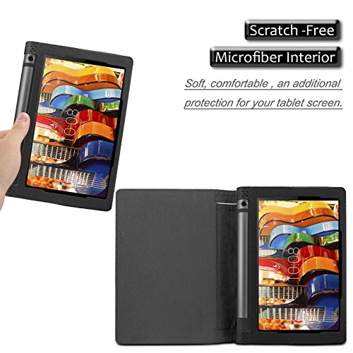 Lenovo Yoga Tab 3 10 Hülle Case, Infiland Slim Fit Folio PU-lederne dünne Kunstleder Schutzhülle Cover Tasche für Lenovo YOGA 3-10 25,7 cm (10,1 Zoll IPS) Tablet(Not für Lenovo Yoga Tab 3 Pro/Yoga Tab 3 10 Plus) (mit Auto Schlaf / Wach Funktion)(Schwarz) - 5