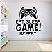 Produktbild Zxfcccky Schwarz Und Weiß Wandgemälde Video Game Controller Wandaufkleber Eat Sleep Spiel Wiederholen Wandtattoo Wand Kunst Jungen Room Decor Gamer Vinyl Wall Poster