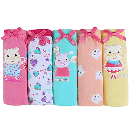 Set of 5 Cute Cartoon Girls Underwears Children Cotton Underwears(6-7Y)