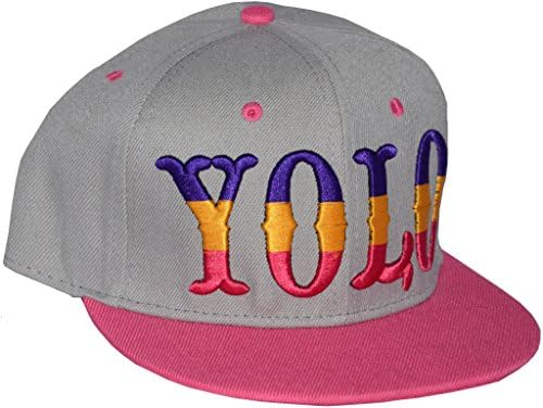 Official Yolo snapback hat. Adjustable size. (Grey/Pink).