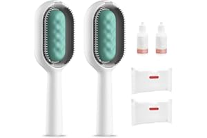 NEXORIA Tierhaar-Reinigungsbürste, 4-in-1 Universal-Haustierknotenentferner mit Wassertank Feuchttücher multifunktional selbstreinigende Katzenbürste Haustierpflege Kamm Katzenhaarbürste (lang + kurz, grün)