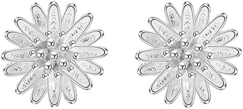 Sterling Silver Daisy Sunflower Design Women Stud Earrings,White