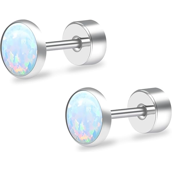 ZDE Titanium Flatback Oorbellen voor Vrouwen Crystal Blue Zirkoon Oorstekers Platte Achterkant Dames Oorbellen Hypoallergeen Kraakbeen Flatback Oorbel Sieraden 3mm-5mm, 3MM, Titanium, Zirkoon