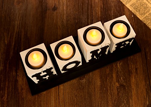 Home Decor weiße LED Holz-Teelicht Kerze Halter Love Dream Geschenk-Set Home - 3