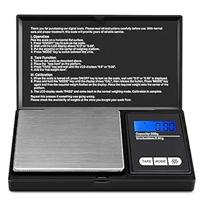 Orrda Digital Pocket Weighing Scale with LCD Backlight for Jewelry, Gold, Silver, Kitchen Use (0.1 g - 500 g, Black)