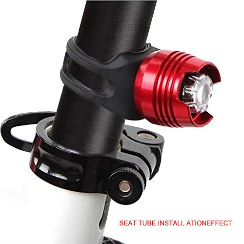 Lmeno Wasserdicht Fahrradlampe Rücklicht Rückleuchte LED Fahrrad Licht Fahrradbeleuchtung Helmlicht Warnlicht Leuchtmittel Lampen Set Beleuchtung aus Aluminum Gehäuse mit Akku Rot/Weiß Licht (Blau/Rot/Schwarz/Gold/Silber) - 3