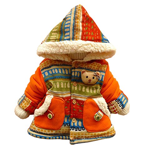 Baby Girl 3D Gown Kids Bear Bohemia Pocket Winter Warm Jacket Outwears C... (6#(Advice12-18 months), orange)