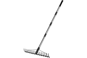 Walensee 165cm/5.4FT Heavy Duty Garden Rake with Stainless Steel Handle, 17 Steel Tines Metal Dual-Head Garden Rake Tool, for Loosening Soil Gathering Leaf Leveling Lawn Farming Land Yard Thatch Rake