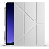 حافظة متوافقة مع Kilifplus Samsung Galaxy Tab S10 FE، حجرة قلم سيليكون ثلاثية قابلة للطي، حامل قابل للطي من جلد البولي يوريثان الناعم K