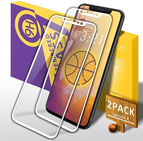 Dahuang iPhone X Screen Protector, [2 Pack] iPhone X/ iPhone 10 Full Coverage HD Crystal Clear Tempered Glass Screen Protector, 3D Touch Compatible, 9H Hardness Protective Film - White