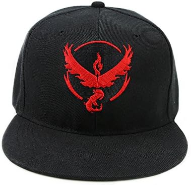 Jessecos® Pokemon Go Baseball Black Hat Team Mystic Instinct Valor Embroidery Cap (Red)