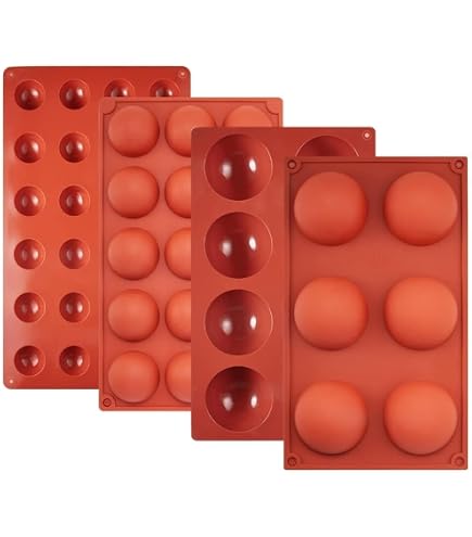 Moules Silicone Demi-sphère 5 Cavités - Lot De 3, Diamètre 8 Cm, Résistant -40°C à 230°C, Pour Chocolat, Mousse, Bonbons